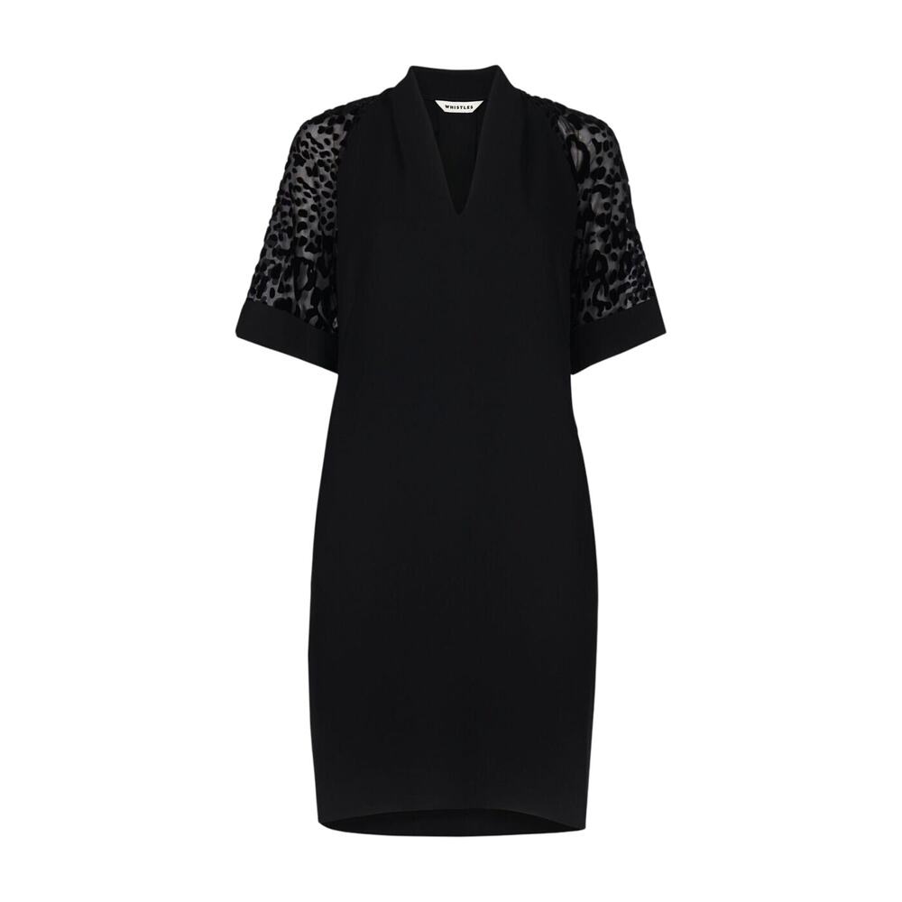 Whistles Black Lina Animal Dobby Dress